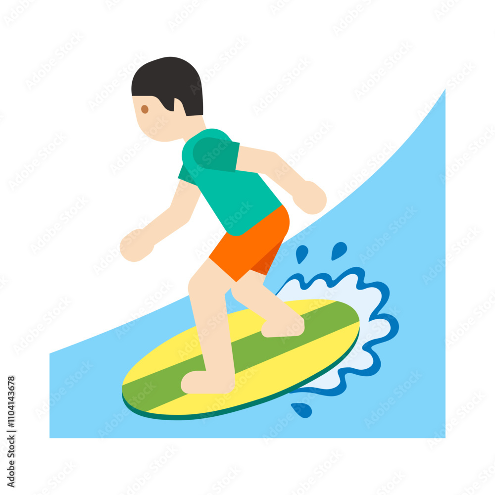 Surfing Man Emoji Vector Illustration - Light Skin Tone Beach and Ocean Clipart Design Surfing Man Emoji Vector Illustration - Light Skin Tone Beach and Ocean Clipart Design