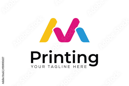 Printing M logo template design illustration vector 