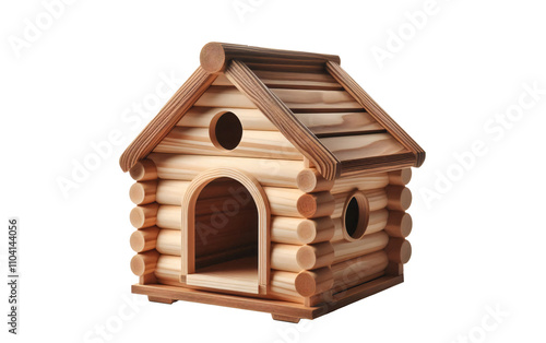 Wooden house for domestic dogs on a transparent background