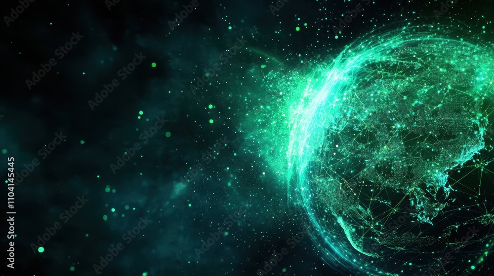 Obraz premium Glowing Fiber Optic Pathways in Digital Infrastructure