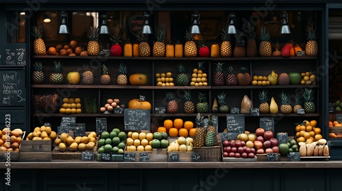 Wallpaper Mural A vibrant market display showcasing a variety of fresh fruits and vegetables. Torontodigital.ca