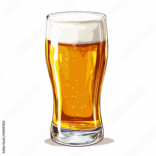 Crystal Clear Lager Beer Glass Drink Vector Illustration photo