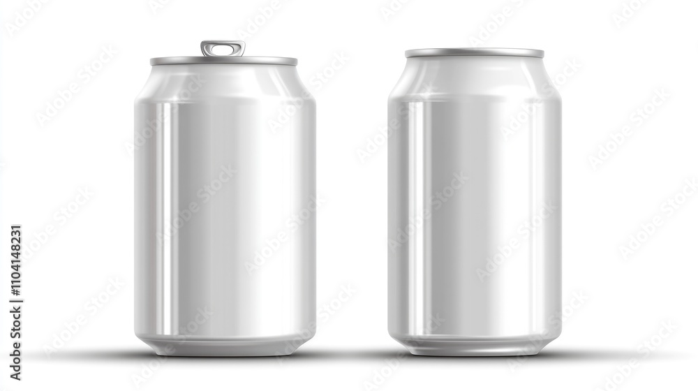 Two aluminum cans of soda on a white background Two aluminum cans of soda on a white background
