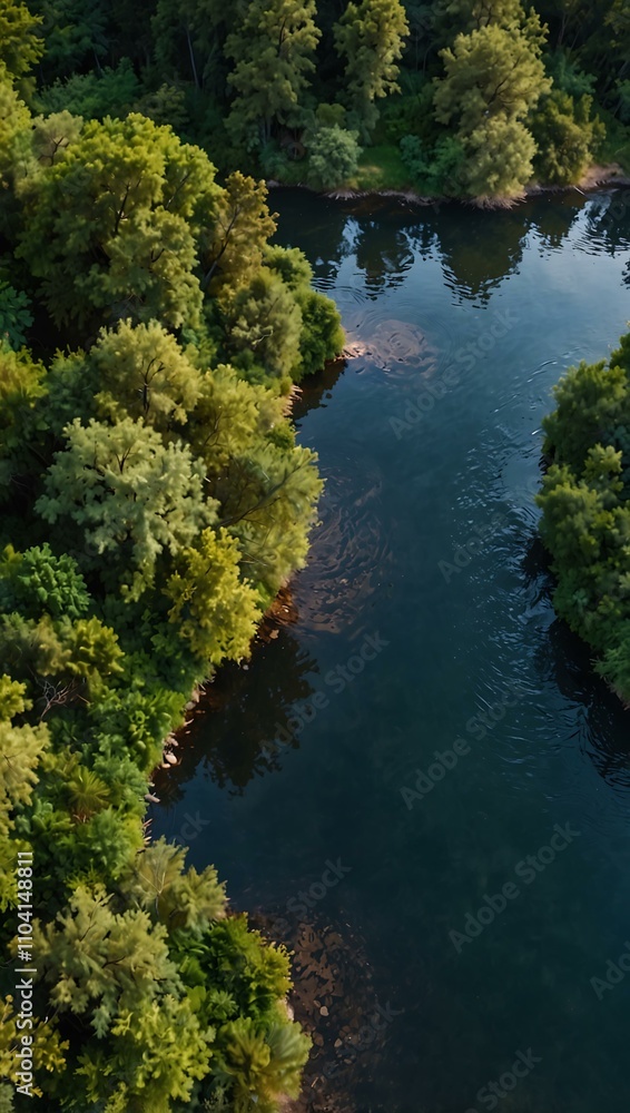 Aerial view of a winding river, surrounded by lush greenery, capturing the beauty of nature. Aerial view of a winding river, surrounded by lush greenery, capturing the beauty of nature.