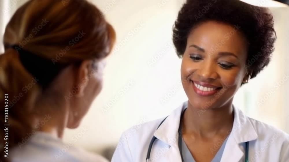 Young doctor and grateful patient sharing moment of trust in warm clinic Young doctor and grateful patient sharing moment of trust in warm clinic