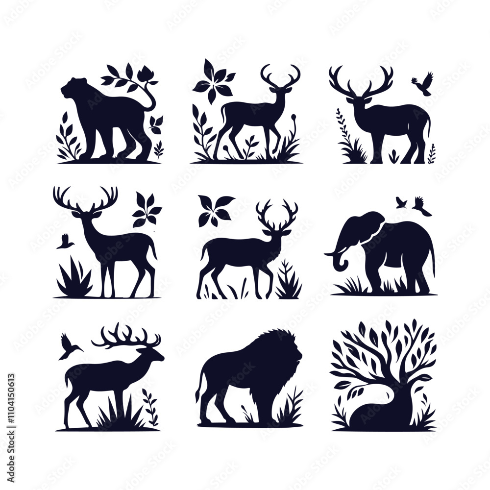 Obraz premium Animal Silhouettes Vector Collection