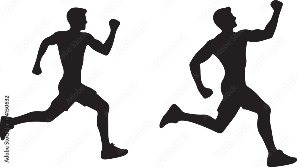 Fototapeta premium silhouettes of running men vector art illustration.