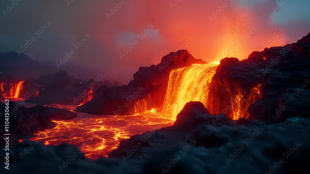 Obraz premium Eruption of Molten Lava