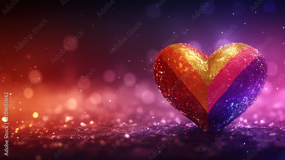 Vibrant heart shape with rainbow colors depicted in a colorful backdrop at night. Generative AI Vibrant heart shape with rainbow colors depicted in a colorful backdrop at night. Generative AI