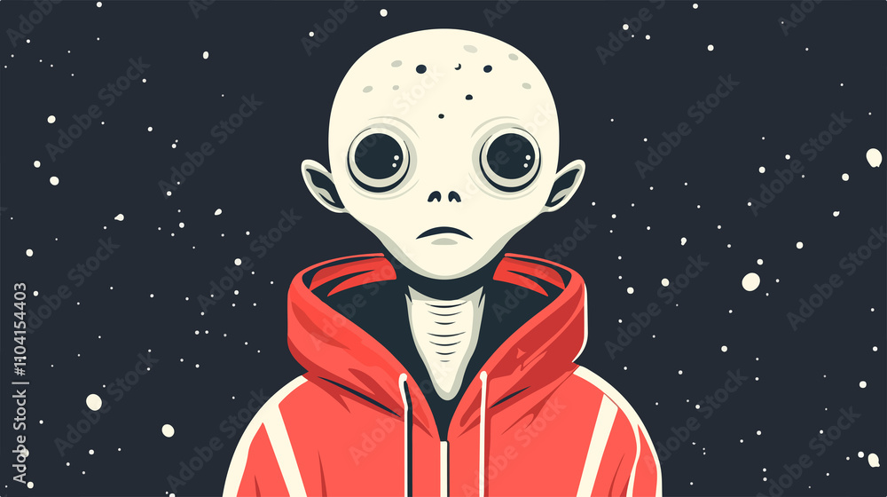 Futuristic Alien Illustration in Flat Vector Style Futuristic Alien Illustration in Flat Vector Style