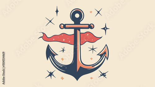 Nautical Anchor Sticker Vector Illustration for Design Projects photo