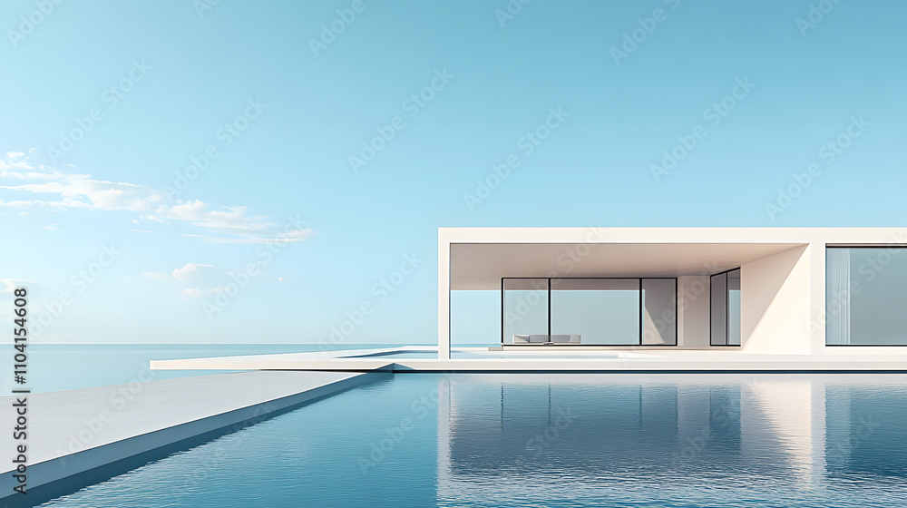 Obraz premium modern building and pool with a view