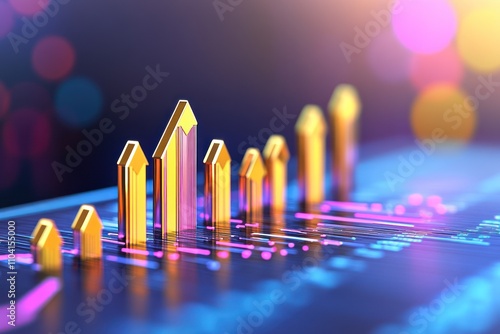 Golden arrows depicting financial growth concept.