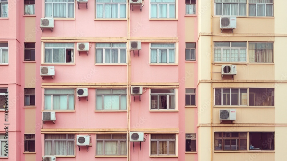 Pink and Beige Apartment Building Pink and Beige Apartment Building