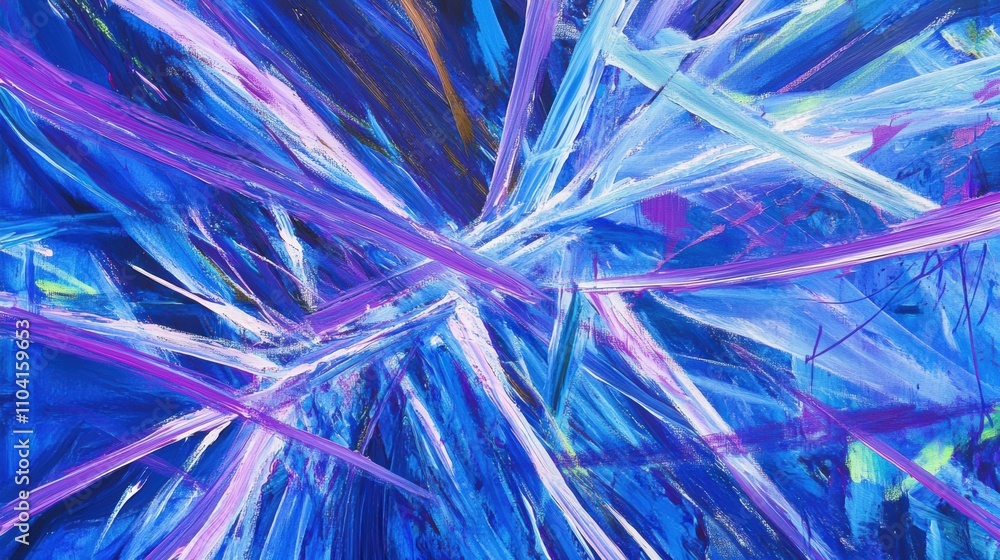 A high-energy abstract design featuring bold streaks of neon blue and purple forming sharp, jagged patterns. The glowing lines radiate outward from a central point, creating a dramatic and futuristic A high-energy abstract design featuring bold streaks of neon blue and purple forming sharp, jagged patterns. The glowing lines radiate outward from a central point, creating a dramatic and futuristic