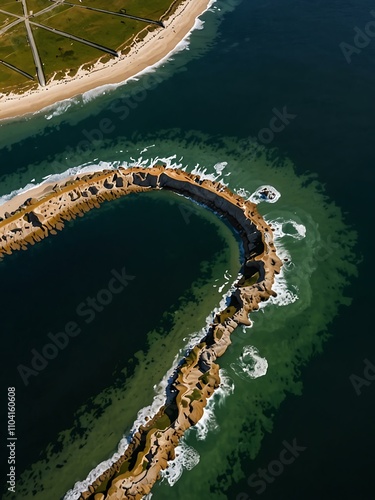 Aerial view of Esteiro da Tojeira near Aveiro Lagoon, Portugal. photo