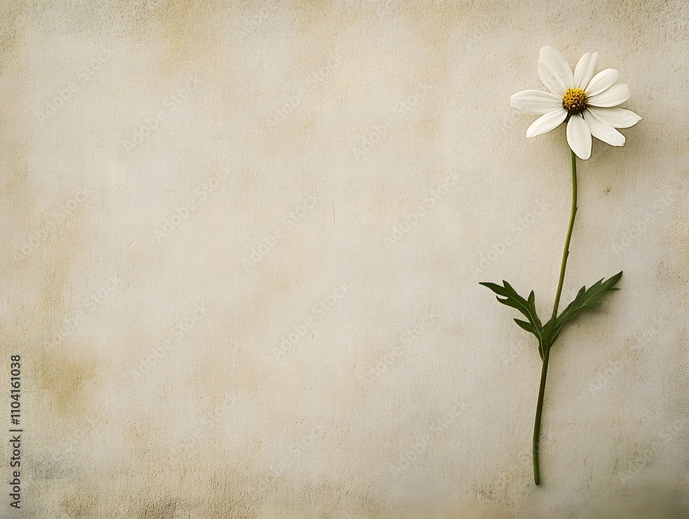 Minimalist still life of single flower on plain background Minimalist still life of single flower on plain background