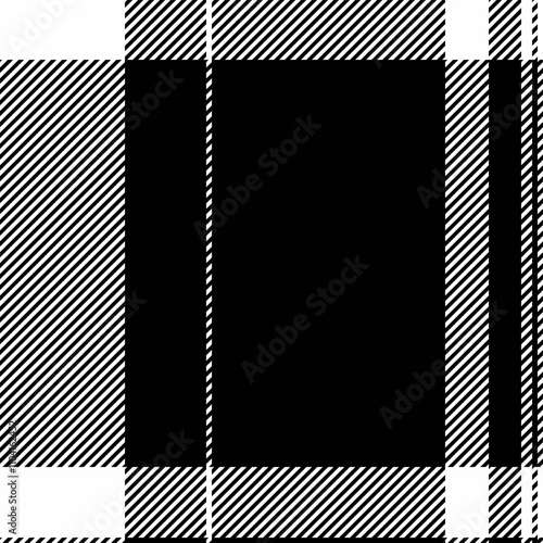 Cut out check seamless plaid, mexican pattern tartan textile. Checked fabric background vector texture in white and black colors.