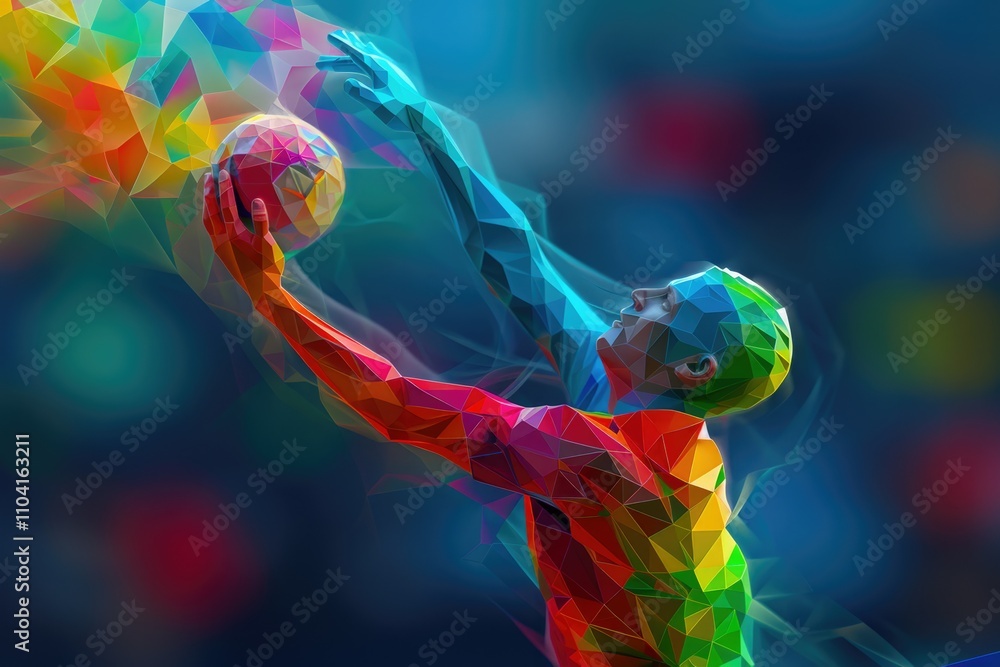 Obraz premium Virtual Handball Player Scoring with AI Assistance