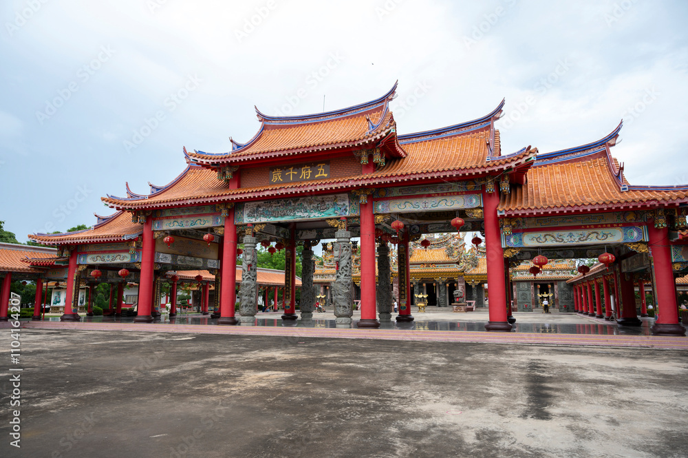 Samut Prakan, Thailand, May 15, 2024 : Wat Dhammakatanyu (Xian Lo Dai Tien Gong) chinese architecture temple in Samut Prakan province in Thailand. Samut Prakan, Thailand, May 15, 2024 : Wat Dhammakatanyu (Xian Lo Dai Tien Gong) chinese architecture temple in Samut Prakan province in Thailand.