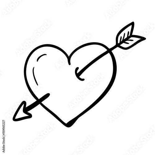Heart with an arrow piercing through in simple design