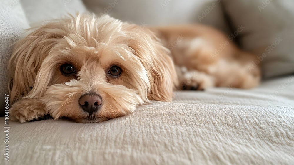 Adorable Dog Resting Comfortably on a Soft Couch Adorable Dog Resting Comfortably on a Soft Couch