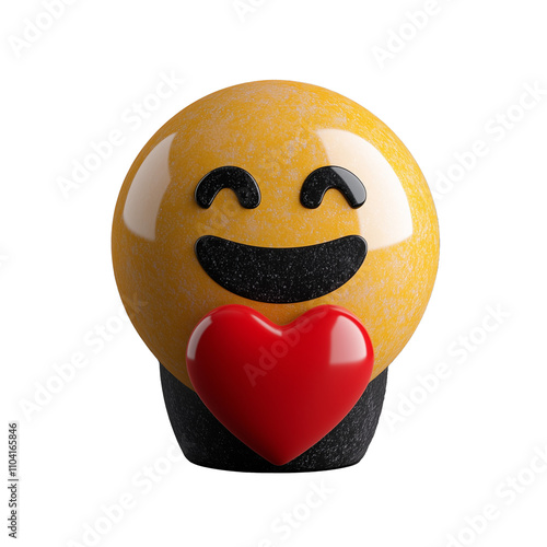 Happy emoji with heart symbol on transparent background