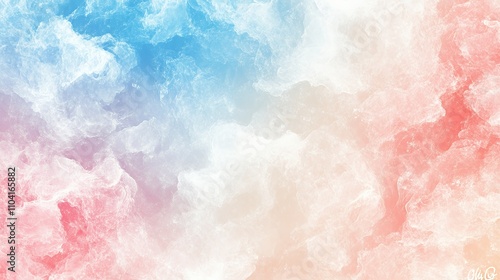 A soft, abstract background featuring a blend of blue, pink, and white hues.