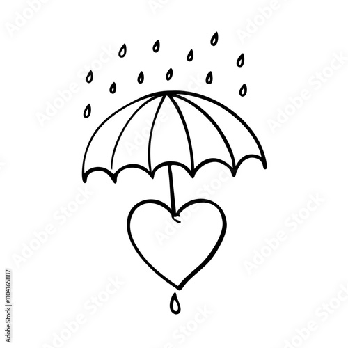 Heart with umbrella illustration