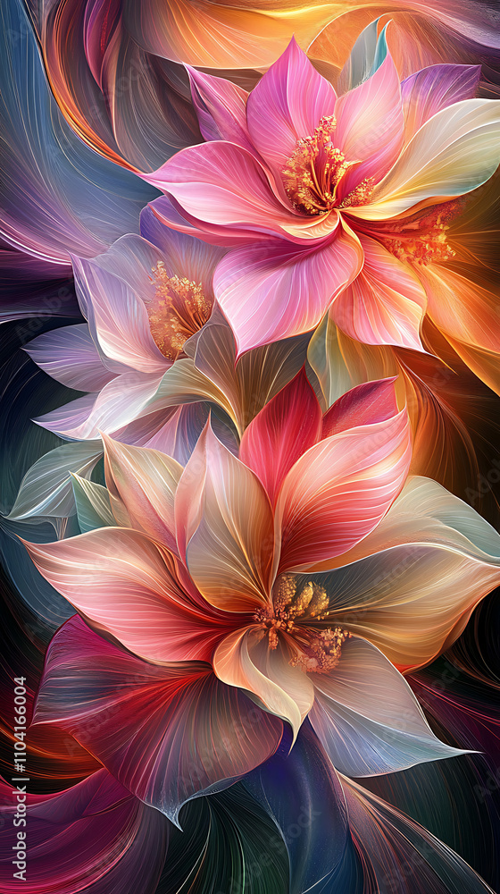 colorful flower arrangements in a soft abstract style. colorful flower arrangements in a soft abstract style.