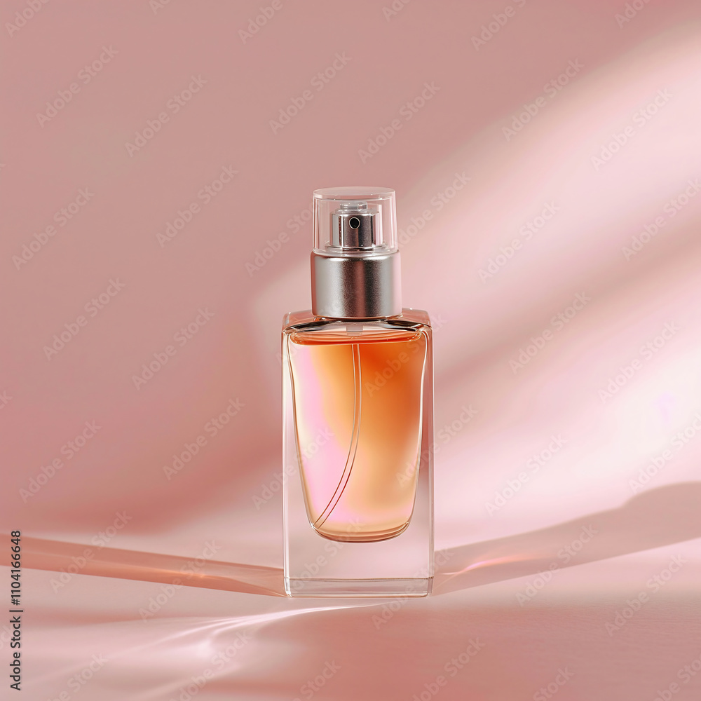 A stylish travel-size perfume sprayer features a sleek metallic cap and transparent glass body filled with liquid showcasing a lovely gradient A stylish travel-size perfume sprayer features a sleek metallic cap and transparent glass body filled with liquid showcasing a lovely gradient