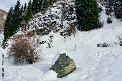 Photography cold winter weather in the mountains