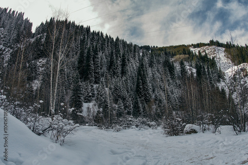 Canvas Print cold winter weather in the mountains