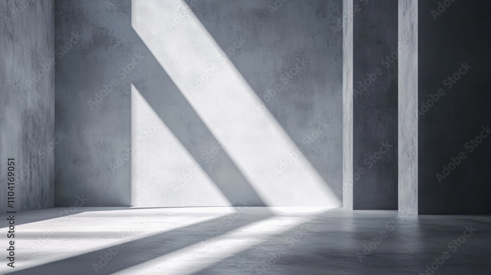 Empty Concrete Room with Sunlight Streaming Through Windows Empty Concrete Room with Sunlight Streaming Through Windows