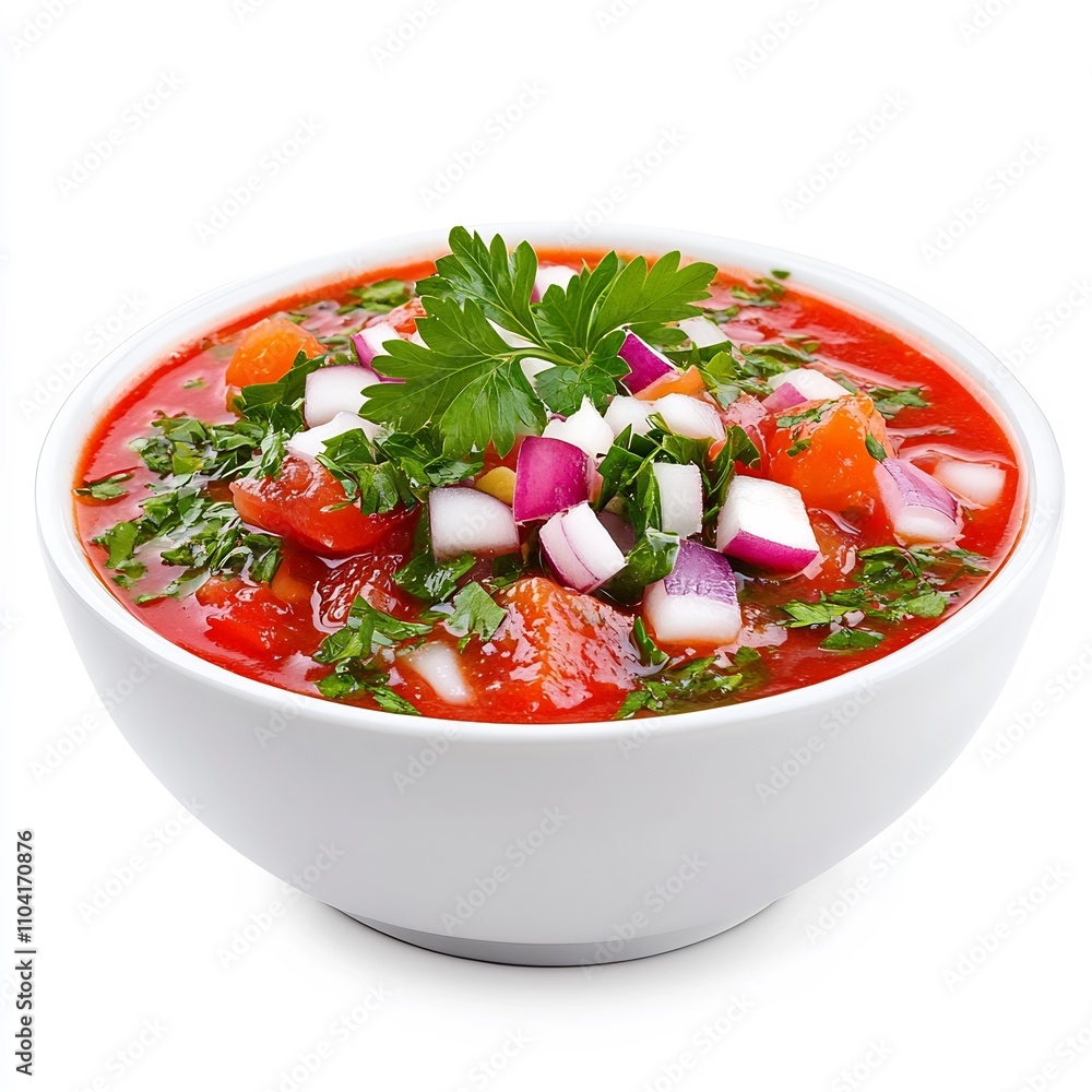 Macro Shot of Traditional Ukrainian Borscht Soup on White Background Macro Shot of Traditional Ukrainian Borscht Soup on White Background