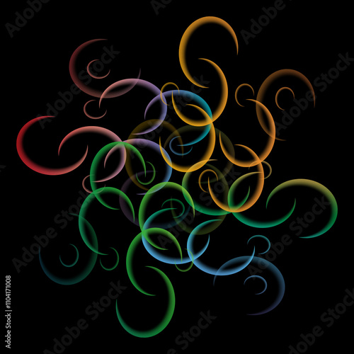 Abtract background symbols like a crescent moon in rainbow colors