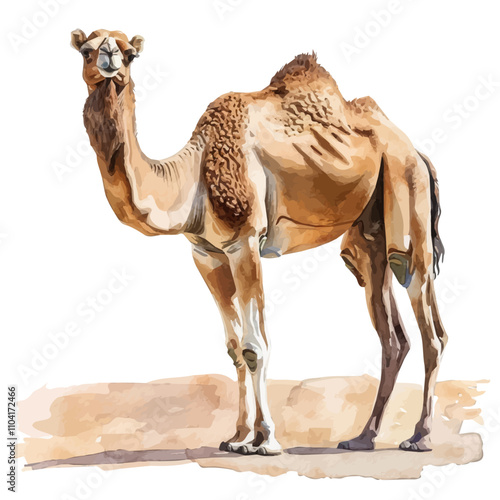 A watercolor of Camel, isolated on a white background. Camel vector.