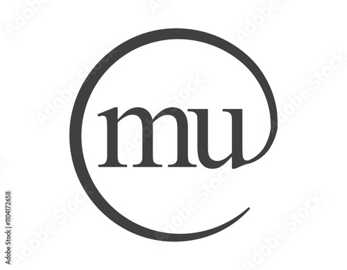 MU logo from two letter with circle shape email sign style. M and U round logotype of business company