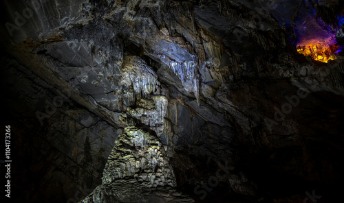 Exploring the stunning cave formations in Cacahuamilpa National Park during daylight photo