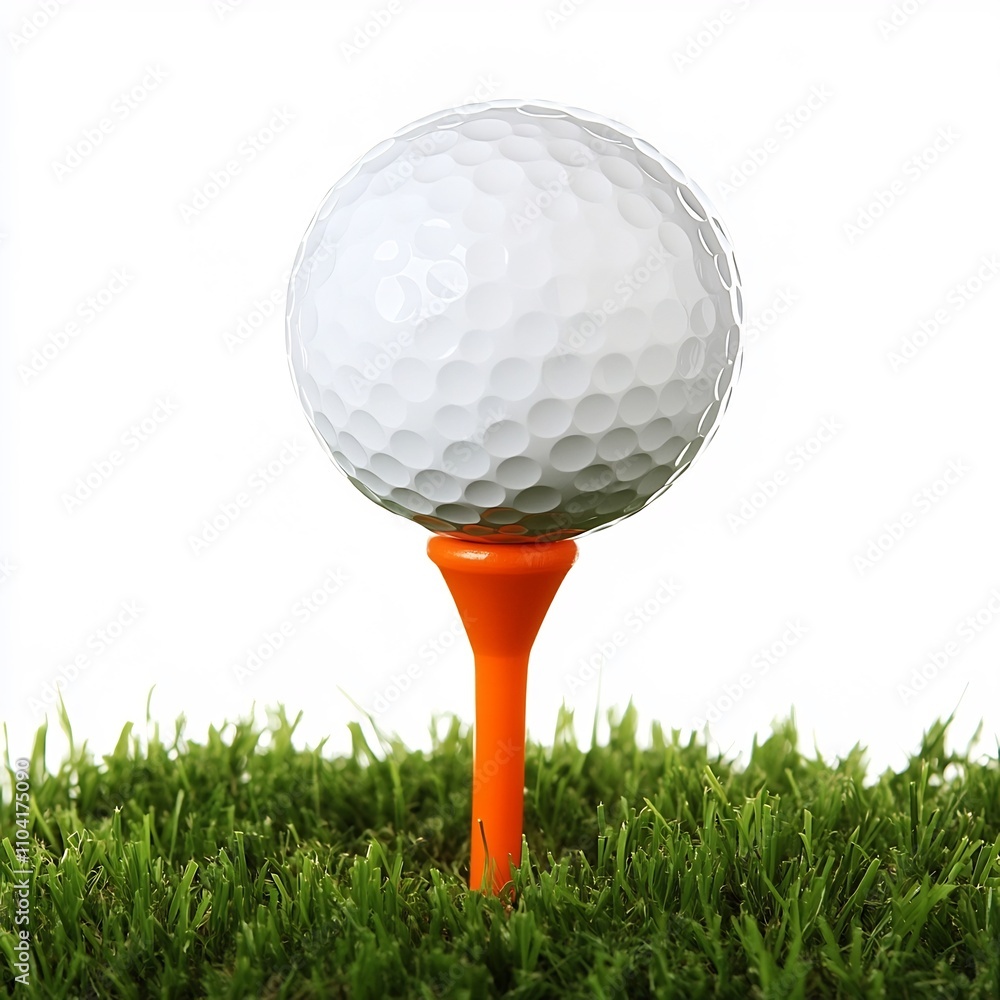 Golfing Equipment on Green Grass with White Background Golfing Equipment on Green Grass with White Background