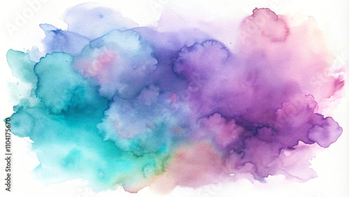 Teal and Lavender watercolor aquarelle splash stain