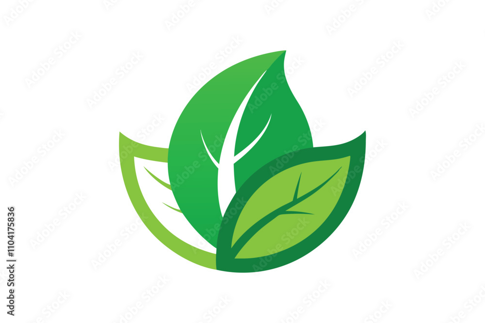 Naklejka premium Eco icon green leaf vector art illustration.