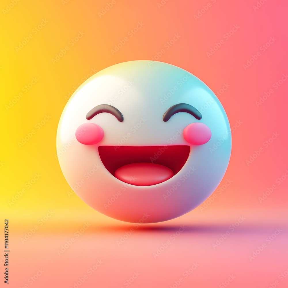 A 3D-rendered smiling emoji with rosy cheeks against a vibrant gradient background, perfect for expressing joy and positivity in social media posts, advertisements, and digital marketing campaigns, A 3D-rendered smiling emoji with rosy cheeks against a vibrant gradient background, perfect for expressing joy and positivity in social media posts, advertisements, and digital marketing campaigns,