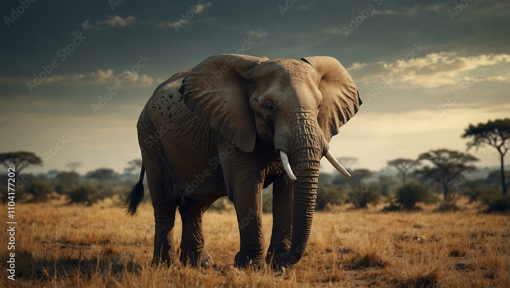 Fototapeta premium African elephant in its natural habitat.