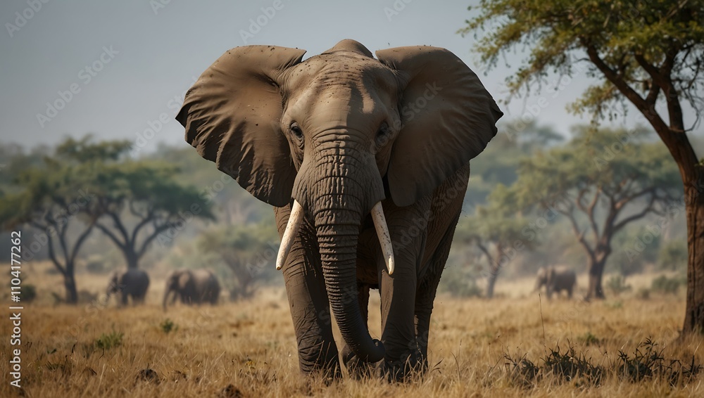 Fototapeta premium African elephant in its natural habitat.