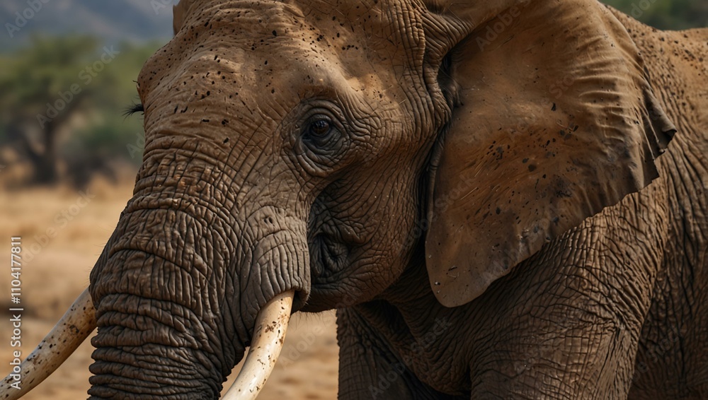 Fototapeta premium African elephant portrait.