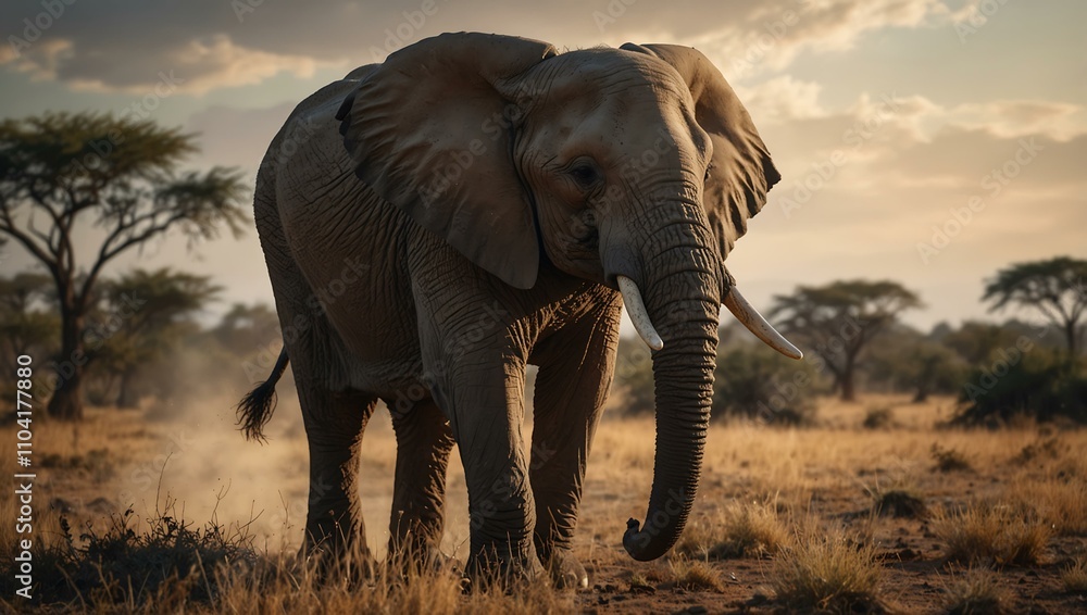Fototapeta premium African elephant walking in the wild.