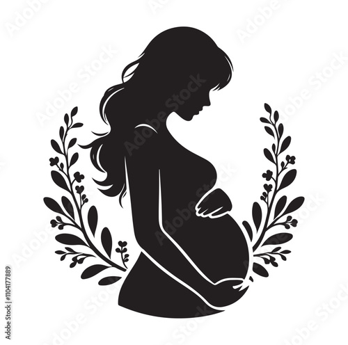 pregnant lady silhouette vector illustration