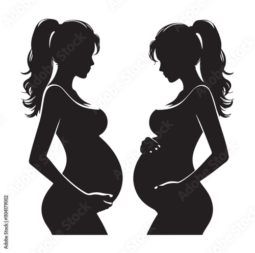 pregnant lady silhouette vector illustration