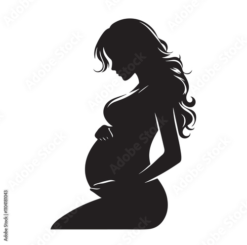 pregnant lady silhouette vector illustration